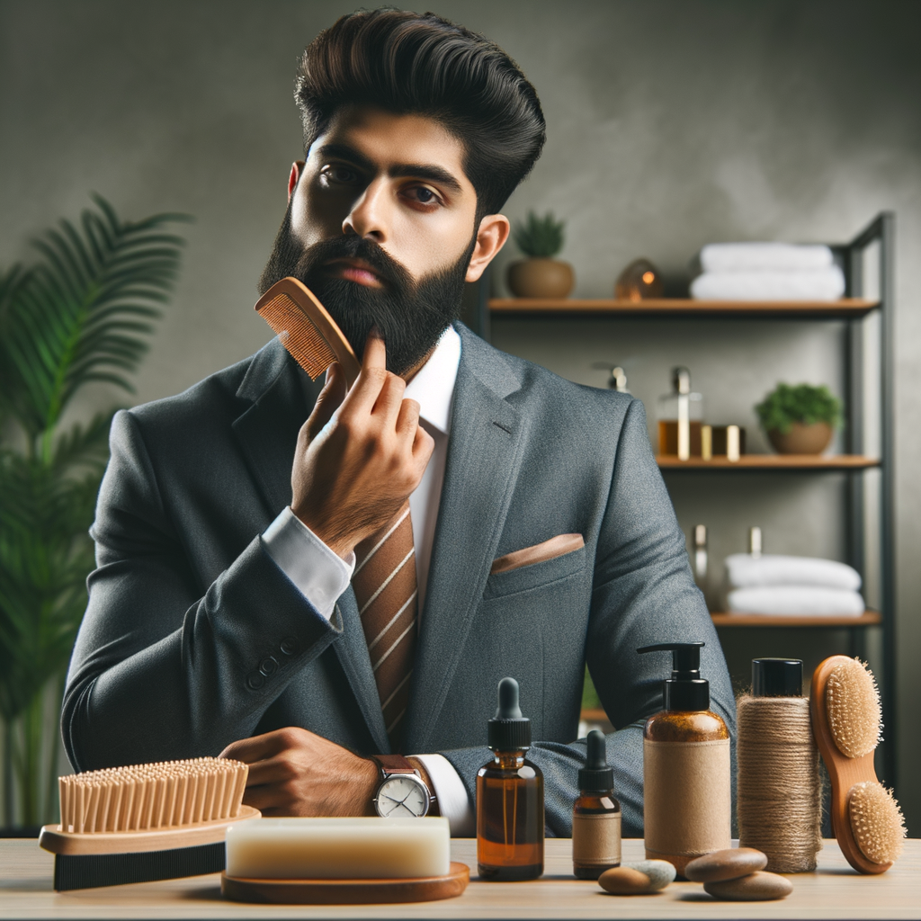 Professional man demonstrating best beard cleaning practices with beard hygiene products for maintaining a healthy beard, embodying beard grooming 101 and beard hygiene guide.