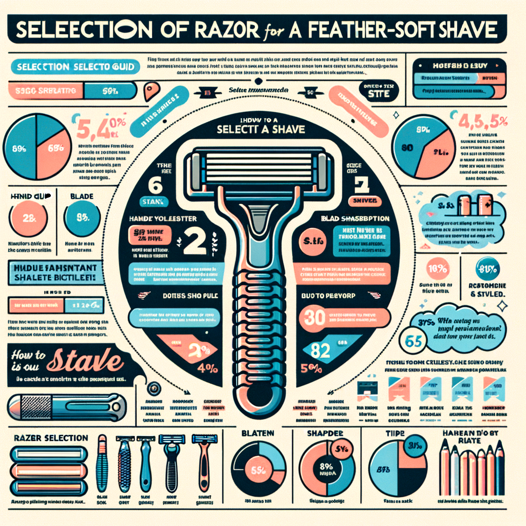 Infographic illustrating the best razors for a smooth shave, factors in selecting a razor, and tips on choosing a shaving razor for the ultimate razor buying guide.