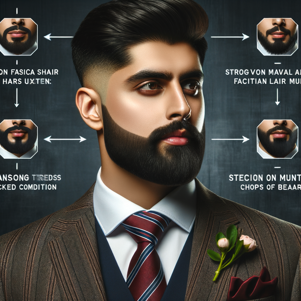 Professional man demonstrating mutton chops beard style, showcasing bold beard styling tips and latest facial hair trends for men's grooming, beard fashion and mutton chops beard care.